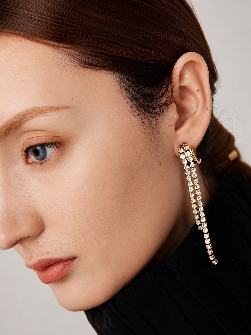 Gold Crystal Cascade Drop Earrings - Picture 4 of 6